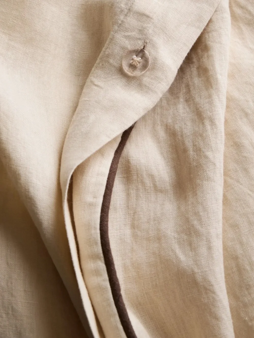 European Linen Piped Duvet Cover Oat/Espresso King Quince